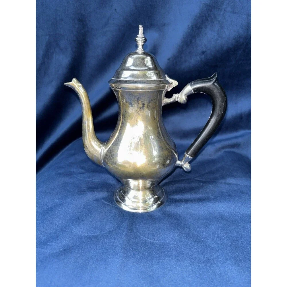 3-Piece Silverplate Tea/Coffee Set Teapot Coffee Pot Lidded Sugar Bowl Black